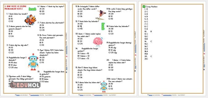 2. SINIF DESTE VE DÜZİNE PROBLEMLERİ TESTİ 2