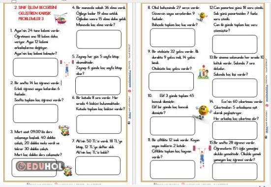 2. SINIF İŞLEM BECERİSİNİ GELİŞTİREN KARIŞIK PROBLEMLER 3
