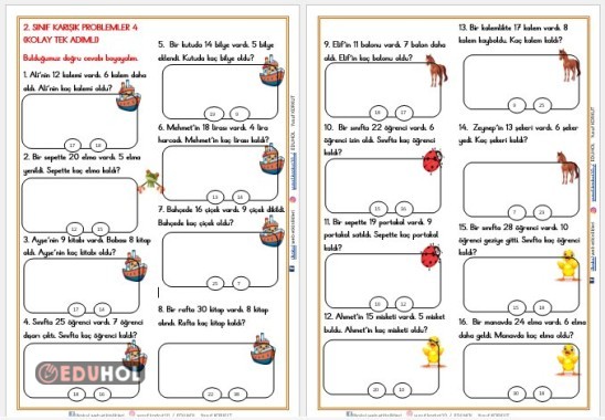 2. SINIF KARIŞIK PROBLEMLER 4 (KOLAY TEK ADIMLI )