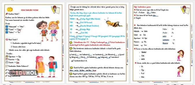 2. SINIF KISALTMALARIN YAZIMI DERS NOTU