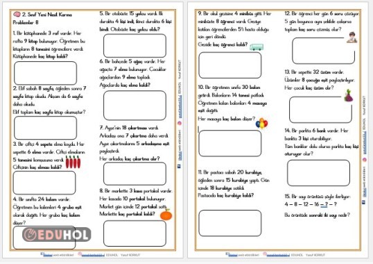 2. SINIF MATEMATİK KARMA PROBLEMLER 8