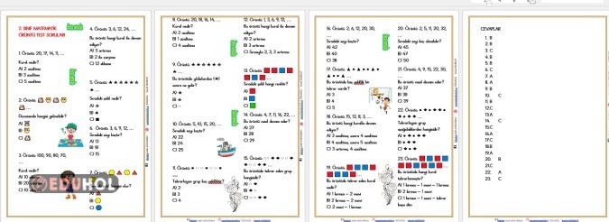 2. SINIF MATEMATİK ÖRÜNTÜ TEST SORULARI - (KOLAY-ORTA - ZOR)