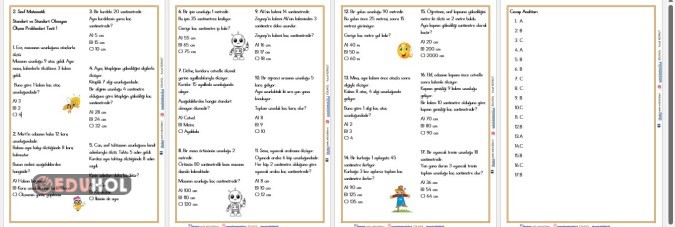 2. SINIF STANDART   VE STANDART OLMAYAN ÖLÇME PROBLEMLERİ  TESTİ 1