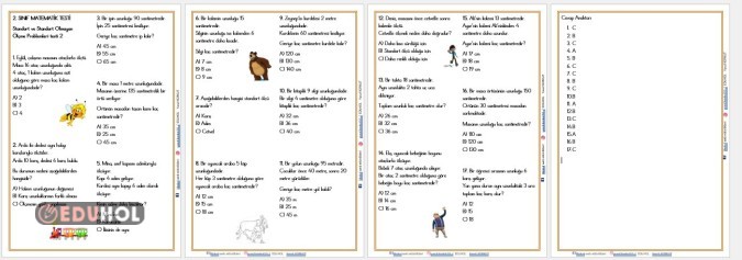 2. SINIF STANDART   VE STANDART OLMAYAN ÖLÇME PROBLEMLERİ  TESTİ 2