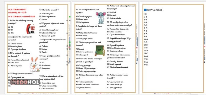 ACİL DURUMLARDAKİ DAVRANIŞLAR -TEST ETKİNLİĞİ