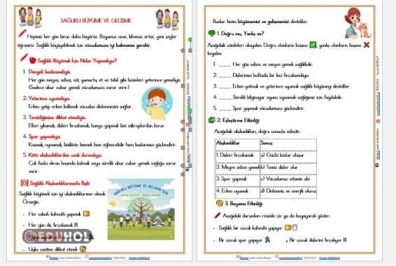 HAYAT BİLGİSİ - SAĞLIKLI BÜYÜME VE GELİŞME