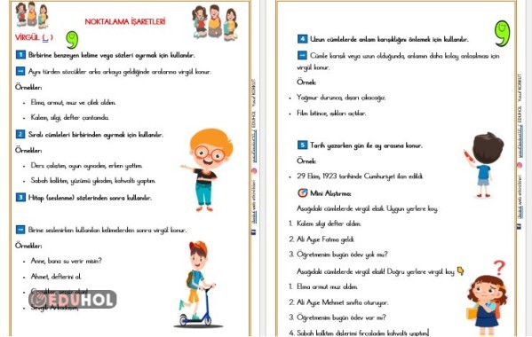 NOKTALAMA İŞARETLERİ VİRGÜL( ,) ETKİNLİĞİ