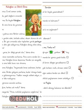 ''KELOĞLAN VE SİHİRLİ ELMA'' OKUMA ANLAMA VE DĞERLENDİRME ETKİNLİĞİ