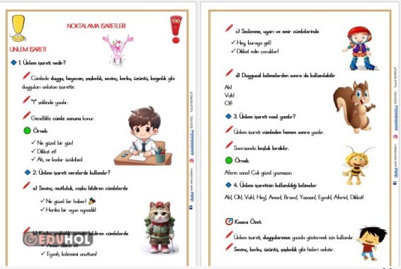 ÜNLEM İŞARETİ (!) DEFTER NOTU