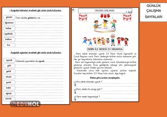 23 NİSAN DERİN DEDESİ İLE OKUMA ANLAMA, KELİME VE EYLEM CÜMLE İÇİNDE KULLANMA