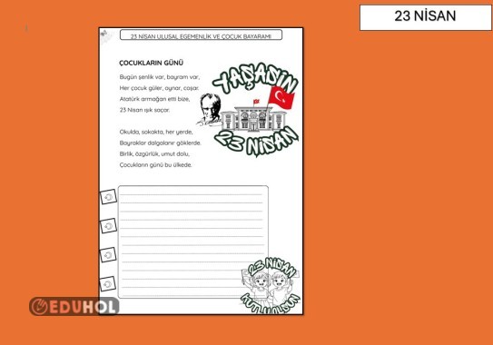 23 NİSAN ŞİİRİ OKUMA YAZMA