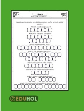 ATATÜRK'ÜN HAYATI ÇALIŞMA KAĞIDI