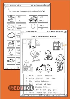 B SESİ OKU ANLA BOYAÇ ALIŞMA KAĞIDI