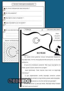 BAYRAK SEVGİSİ OKUMA ANLAMA ÇALIŞMA KAĞIDI