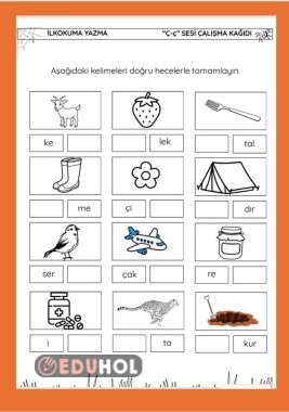 Ç SESİ EKSİK HECELERİ TAMAMLA ÇALIŞMA KAĞIDI