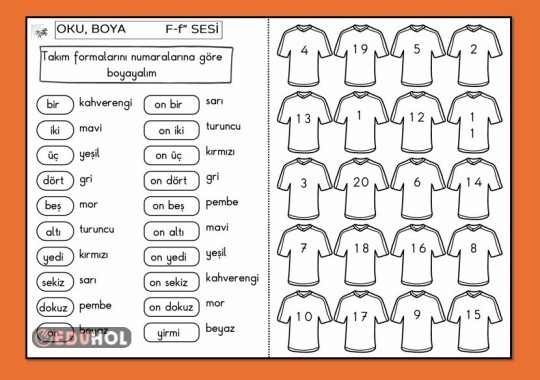 F SESİ OKU ANLA , SAYILARA GÖRE FORMA BOYA