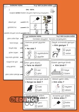 G SESİ  OKU ANLA İŞARETLE, EKSİK HECE TAMAMLA