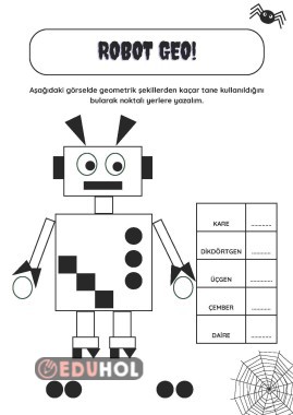 GEOMETRİK ŞEKİLLER ÇALIŞMA KAĞIDI. ROBOT GEO