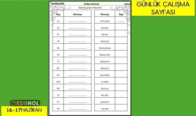 GÜNLÜK ÇALIŞMA SAYFAMIZ