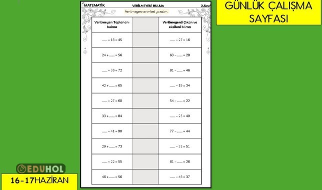 GÜNLÜK ÇALIŞMA SAYFAMIZ