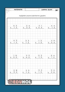 İKİ BASAMAKLI İLE İKİ BASAMAKLI ÇARPMA İŞLEMİ