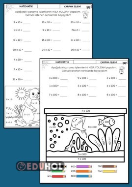KISA YOLDAN 10 -100 İLE ÇARPMA ÇALIŞMA KAĞIDI