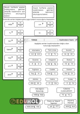 KISALTMALARIN YAZIMI EK ÇALIŞMA