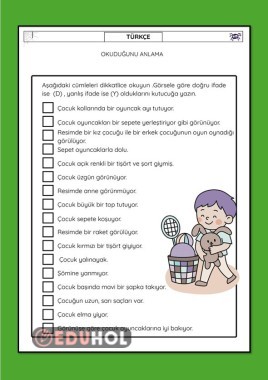 OKU ANLA DOĞRU YANLIŞ ÇALIŞMA KAĞIDI