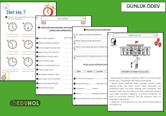 OKUMA ANLAMA ( 23 NİSAN ) , DOĞAL AFET ALINACAK ÖNLEM, ÖZEL İSİMLER - KESME İŞARETİ, SAATLER