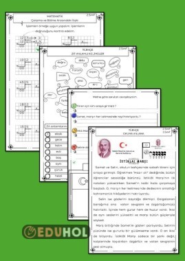 OKUMA ANLAMA ( İSTİKLAL MARŞI ), ZIT ANLAMLI KELİMELER, BÖLME İŞLEMİ SAĞLAMA ÇALIŞMA KAĞIDI