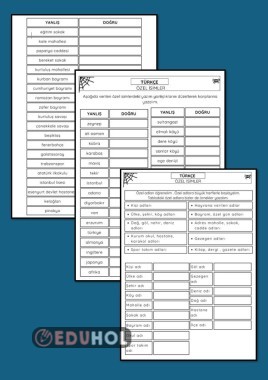 ÖZEL ADLAR ÇALIŞMA KAĞIDI