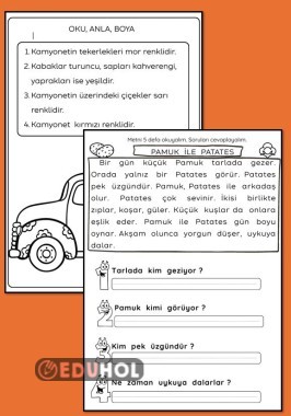 P SESİ PAMUK İLE PATATES OKU ANLA İLE OKU BOYA ÇALIŞMA KAĞIDI