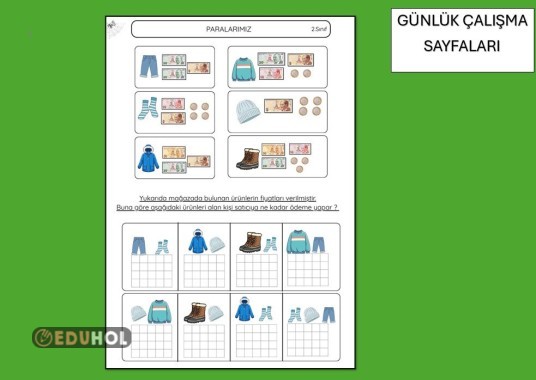 PARALARIMIZ MAĞAZA ÜRÜN ALIŞVERİŞİ PARALAR ÇALIŞMA KAĞIDI