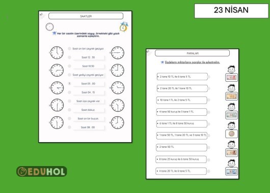 PARALARIMIZ VE SAATLER ÇALIŞMA SAYFASI