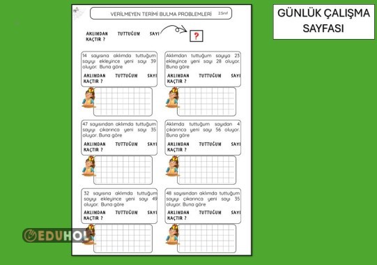 PROBLEM ( TOPLAMA, ÇIKARMA VERİLMEYENİ BULMA İŞLEMLERİ İLE İLGİLİ )