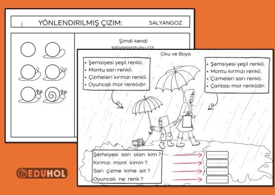 yatay Ş SESİ OKU BOYA SORULARI CEVAPLA, BASİT ÇİZİM