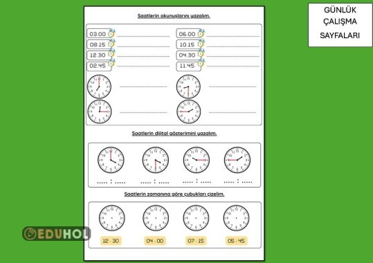SAATLER 2 ÇALIŞMA SAYFASI