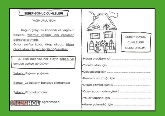 yatay,SEBEP SONUÇ İFADELERİ ÇALIŞMA KAĞIDI