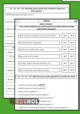 SORU CÜMLELERİ <-MI-Mİ-MU-MÜ> ÇALIŞMA KAĞIDI