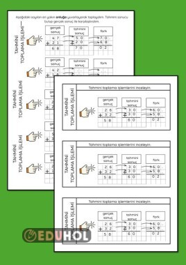 TAHMİNİ TOPLAMA İŞLEMİ DEFTERE YAPIŞTIRMA VE ÇALIŞMA KAĞIDI