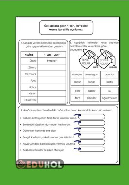 TEKİL ÇOĞUL ADLAR ÇALIŞMA KAĞIDI 2