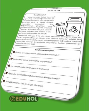 TEMİZLİK PROJESİ OKU ANLA ÇALIŞMA KAĞIDI