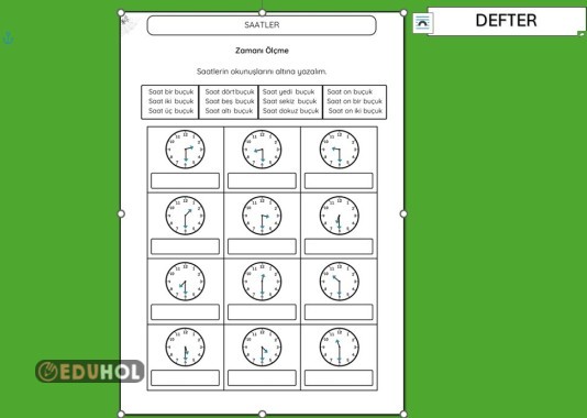 YARIM ( BUÇUK ) SAATLER ÇALIŞMA SAYFASI