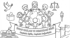 10 Aralık İnsan Hakları ve Demokrasi Günü Boyama Sayfası