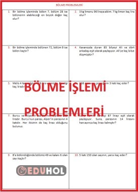 BÖLME İŞLEMİ PROBLEMLERİ