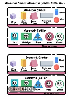 Geometrik cisim ve geometrik şekil defter için