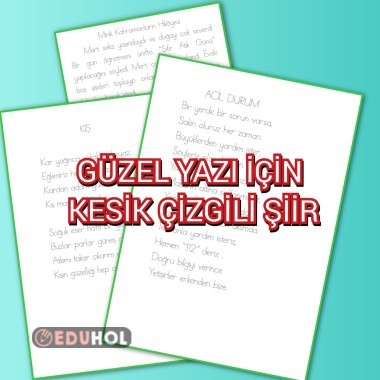 Güzel yazı çalışması kesik çizgili şiir