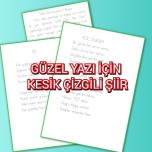 Güzel yazı çalışması kesik çizgili şiir