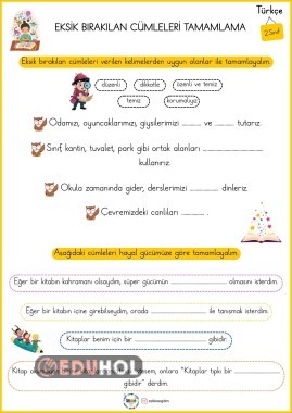 2.Sınıf Eksik Bırakılan Cümleleri Tamamlama