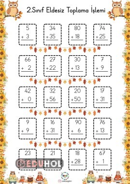 2.Sınıf Eldesiz Toplama Hatırlama Etkinliği (14.Hafta)